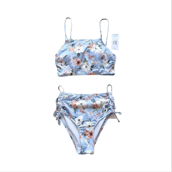 HURLEY Floral Tankini Light Blue 2 Piece Swimwear Swimsuit - Picture 1 of 9